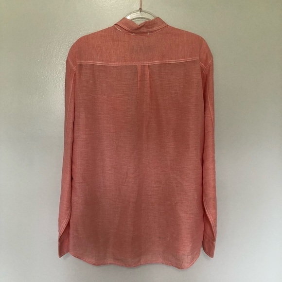 Tommy Bahama Button Up Shirt Orange Plaid Linen Tencel Large - Picture 6 of 7